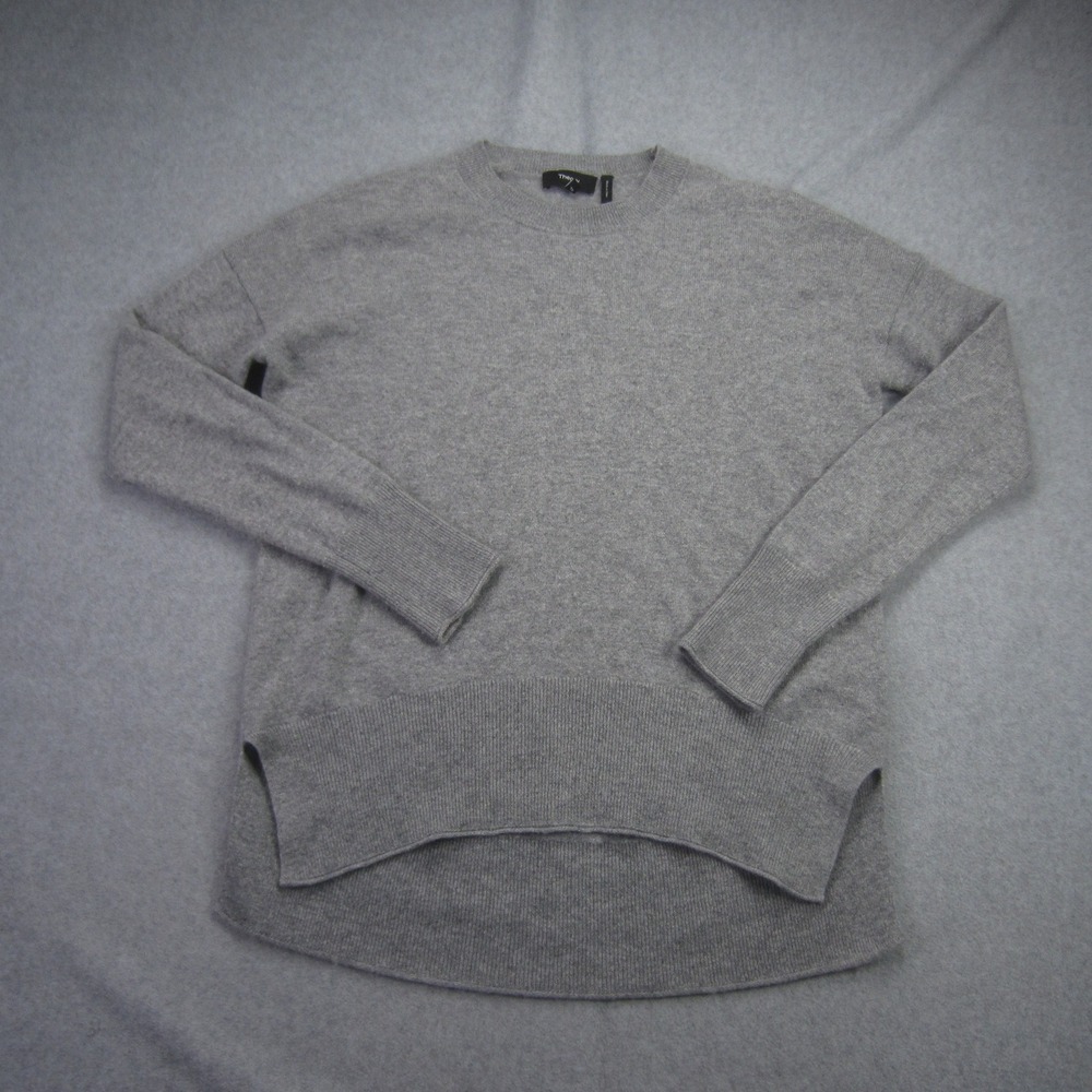 Theory Sweater Womens‎ Petite Gray Karenia Cashmere Crew Neck High-Low